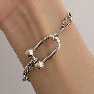U Shape Alloy Bracelet 1 Piece - Bracelet - U Shape - Silver - One Size