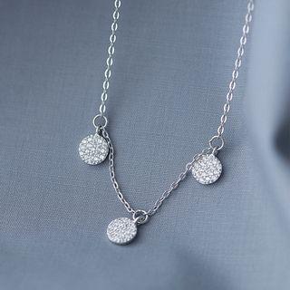 925 Sterling Silver Rhinestone Disc Dangle Earring As Shown In Figure - One Size