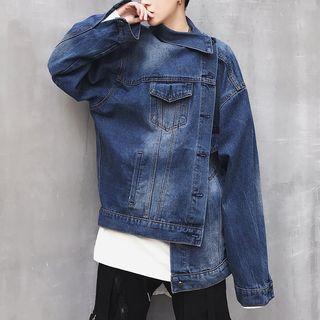 Asymmetrical Washed Denim Jacket