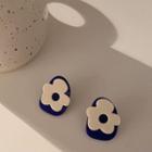 Flower Resin Earring 1 Pair - Flower Resin Earring - Blue & White - One Size