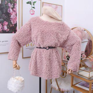 Fleece Mini Dress With Belt