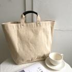 Linen Blend Fabric Tote Beige - One Size