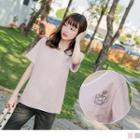 Contrast Trim Short-sleeve Printed Top