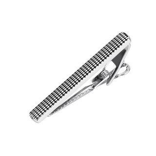 Fashion Simple Small Lattice Geometric Rectangular Tie Clip Silver - One Size