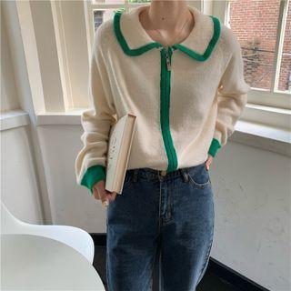 Long-sleeve Peter Pan Collar  Knit Cardigan