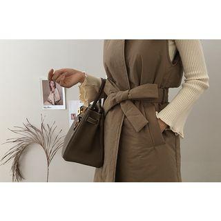 Open-front Padded Vest With Sash