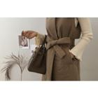 Open-front Padded Vest With Sash