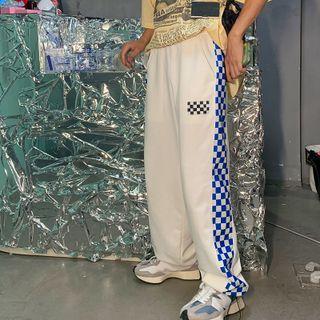 Checkerboard Panel Drawstring-cuff Pants