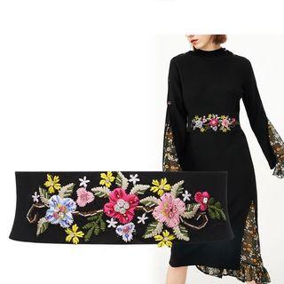 Flower Embroidered Elastic Belt