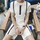Set: Short-sleeve Zip Accent T-shirt + Shorts