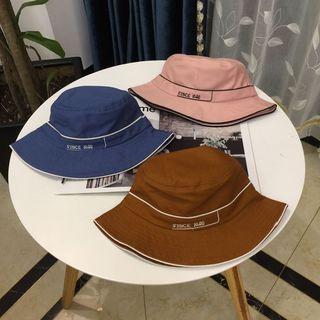 Piped Embroidered Lettering Bucket Hat