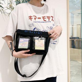 Embroidered Pvc Panel Canvas Crossbody Bag