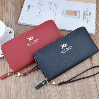 Star Lettering Zip Long Wallet