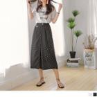 Ring Accent Dot Print Gaucho Pants