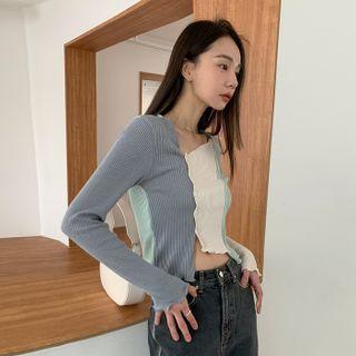 Cutout Color-block Cardigan