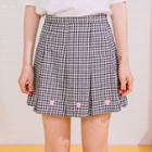 Pleated Gingham A-line Mini Skirt