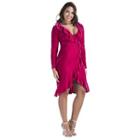 Long-sleeve Frilled Trim Sheath Cocktail Dress