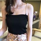 Faux Pearl Strap Knit Camisole