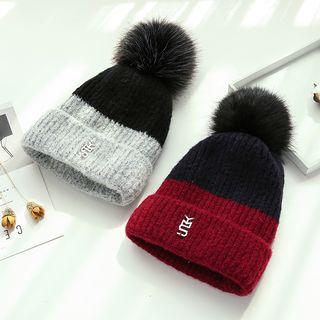 Colour Block Bobble Beanie