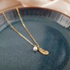 Faux Pearl Alloy Feather Pendant Necklace 1 Pc - Necklace With Box - Gold - One Size