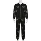 Butterfly Print Zipped Jacket / Pants / Set