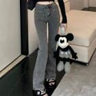 High Waist Plain Slim Fit Boot-cut Denim Jeans