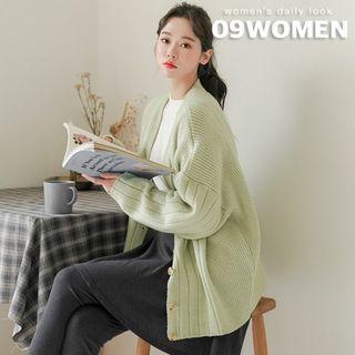 V-neck Pastel Rib-knit Cardigan