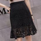 Flared Hem A-line Lace Skirt