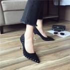 High-heel Pointy-toe Studded Pumps