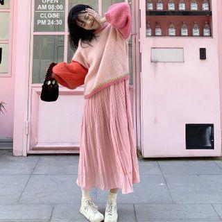 Color Block Sweater / Maxi A-line Dress