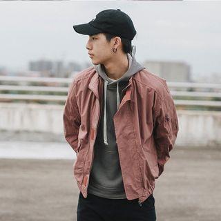 Shirred Sleeve Velcro Zipped Jacket
