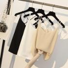 Spaghetti Strap V-neck Woven Top