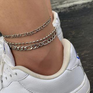 Set Of 3: Alloy Anklet