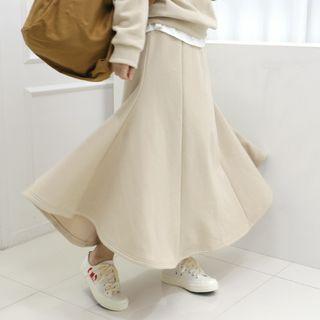 Set: Layered-hem Sweatshirt + A-line Napped Skirt