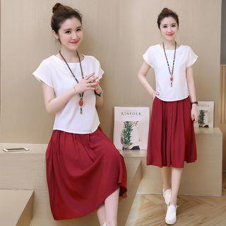 Set: Cap-sleeve T-shirt + Midi Skirt
