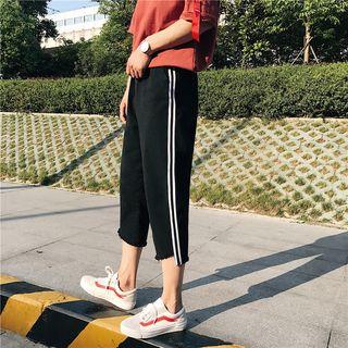 Striped Cropped Straight-cut Pants