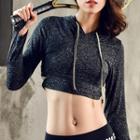 Cut-out Sports Cropped Hoodie