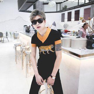 Short-sleeve Tiger Embroidery T-shirt