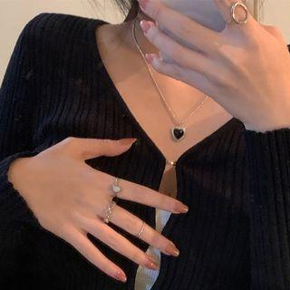 Set Of 8: Alloy Ring (assorted Designs) Set Of 8 - Ring - Silver - One Size