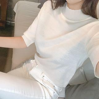Short-sleeve Cashmere Blend Knit Top