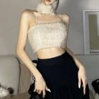 Strappy Fluffy Cropped Camisole Top