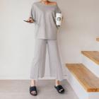 Set: Dolman-sleeve Top + Band-waist Cropped Pants