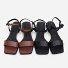 Square-toe Ankle-strap Flat Sandals