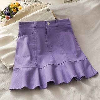 Ruffled-hem High-waist Mini Skirt