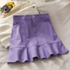 Ruffled-hem High-waist Mini Skirt