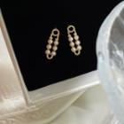 Safety Pin Faux Pearl Earring 1 Pair - Safety Pin Faux Pearl Earring - Gold - One Size