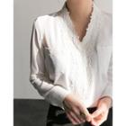 Lace Trim Long-sleeved Blouse