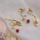 Non-matching Alloy Rose Dangle Earring