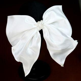 Bow Faux Pearl Wedding Hair Clip White Faux Pearl - White - One Size