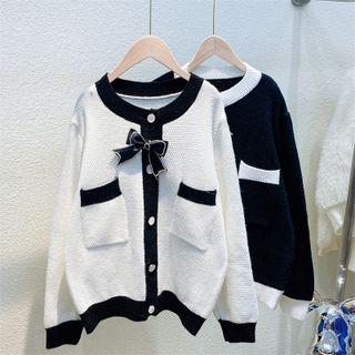Pocket Detail Bow Accent Cardigan